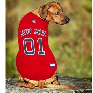 Pets First Genuine MLB Boston Red Sox #01 Jersey Dog Clothing Red Small